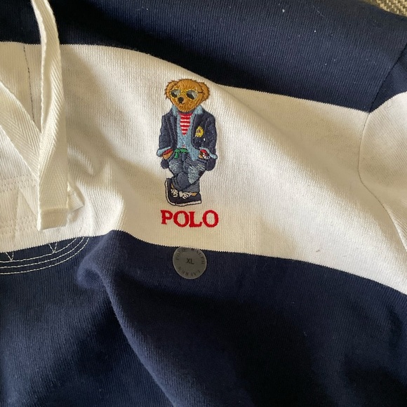 Polo Ralph Lauren big striped hoodie w. Polo Bear logo - Picture 4 of 7